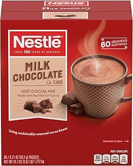 Nestle Hot Chocolate Packets, Milk Chocolate Flavor Hot Cocoa Mix, Made with Real Cocoa, 0.71 oz Sachets, Bulk Pack (60 Count)