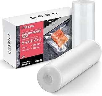 FRESKO 8"x20' Vacuum Sealer Bags for Food, 2 Rolls Customized Size Storage Bags with BPA Free, Heavy Duty Food Bags for Meal Prep and Sous Vide Cooking
