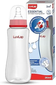 Luv Lap Anti-Colic Slim Neck Essential Baby Feeding Bottle, 250ml