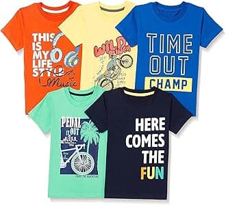 T2FBoys Boys regular fit tshirt T-Shirt (pack of 5)