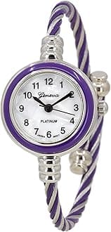 Blekon Collections Women's Cuff Watch - Round Analog Display Arabic Numbers 23mm Case Wire Bracelet Watch for Women Elegant Cable Cuff Bangle Wrist Watch