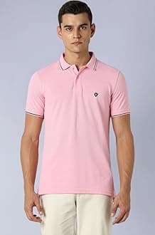 Van Heusen Men's Cotton Solid Regular Fit Collar Polo T-Shirt