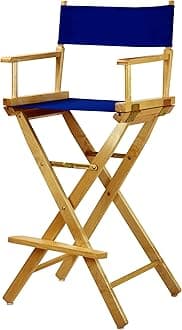Casual Home 30" Director's Chair Natural Frame-with Roayl Blue Canvas, Bar Height
