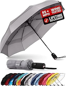 REPEL Windproof Travel Umbrella - Compact & Withstands Winds up to 85MPH , Strongest Premium Auto Folding Umbrella for Rain and Sun - Durable, Light & Portable for Women & Men , Fits Backpack & Cars