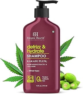 Botanic Hearth Defrizz & Hydrate Shampoo 16 fl. oz (473 ml) | Kakadu Plum, Hemp Seed Extracts & Ceramide | Moisturizing & Smoothing Formula | For All Hair Types | Paraben & Sulfate-Free