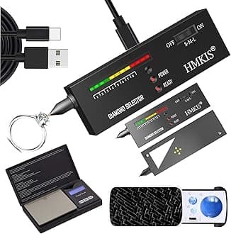 Diamond Tester＋200g/0.01g Mini Jewelry Scale＋ 60X Mini LED Magnifying, Professional Diamond Selector for Novice and Expert, Thermal Conductivity Meter (Non-Rechargeable)