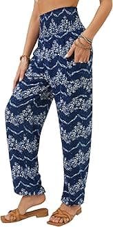 QIANXIZHANWomen's Harem Pants, High Waist Yoga Boho Trousers with Pockets