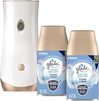 Glade Automatic Spray Refill and Holder Kit, Air Freshener for Home and Bathroom, Clean Linen, 6.2 Oz, 2 Count