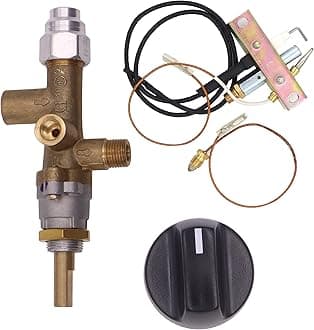 METER STAR Propane Fire Pit Main Control Brass Safety Valve,Gas Room Heater Pilot Burner Assembly Parts Thermocouple Safety Device Ignition Component Pilot Assembly Kit