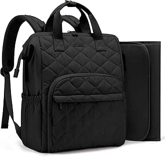 Small Diaper Bag Backpack, Mini Baby Bag for Girl Boy with Changing Pad, Diaper Backpack for Mom Dad with Stroller Buckles, Black