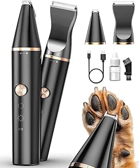 oneisall 2 Speed Cat Clippers with Double Blades, Rechargeable Cordless Small Cat Paw Trimmer, Low Noise for Trimming Dog's Hair Around Paws, Eyes, Ears, Face, Rump (Black)