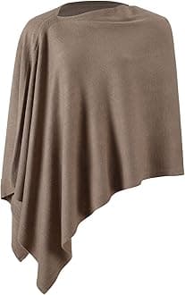 Fomolom Women Ponchos Sweater Versatile Lightweight Solid Knitted Shawl Wrap Scarf Cape Accessories for Womens