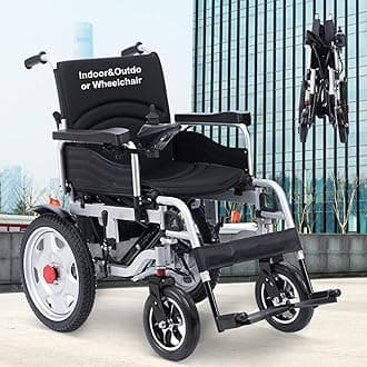 Foldable Electric Wheelchair,Heavy Duty All Terrain Power Wheelchair 20+ Long Travel Range,Lighweight Electric Wheelchairs for Adults,Portable 500W Motorized Wheelchairs for Seniors Support 330LB