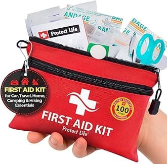 Protect Life First Aid Kit for Home/Businesses | HSA/FSA Eligible Emergency Kit | Hiking First aid kit Camping | Travel First Aid Kit for Car | Small First Aid Kit Travel/Survival Medical kit |