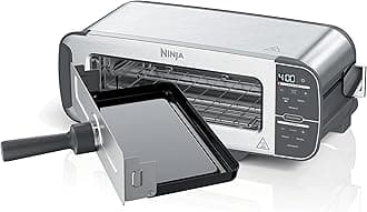Ninja ST101 Foodi 2-in-1 Flip Toaster, 2-Slice Capacity, Compact Toaster Oven, Snack Maker, Reheat, Defrost, 1500 Watts, Stainless Steel, 6 Functions