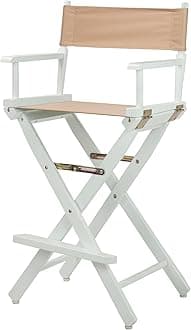 Casual Home Director's Chair ,White Frame/Tan Canvas,30" - Bar Height