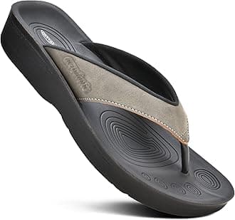 AEROTHOTIC Comfy Arch Support flip flops for women Split Toe Stylish Cushioned Strap with non-slip footbed Walking Dressy Sandals Indoor and Outdoor