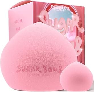 BIG SUGAR BOMB BLENDER Set by Richual Beauty ~ Butter Soft Marshmallow Makeup Sponges for Face & Body ~ Incl: 1 LARGE & 1 MINI Mochi Makeup Sponge ~ Flawless Application of Foundation Creams & Powders