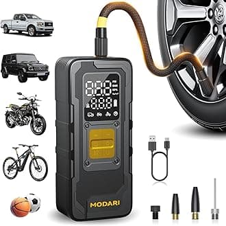 Tire Inflator Portable Air Compressor - 2X Faster 160 PSI Air Pump for Car - One Click Smart Tire Inflator for Car, Pickup Truck, Bicycle, and More (Yellow)