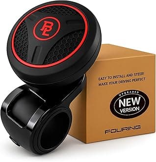 BL Steering Wheel Knob Spinner - Universal Non-Slip Fit, ABS & Premium Silicone Finish Suicide Knob with Metal Ball Bearing - Ideal for Cars, Trucks, Boats (Silicone Red)