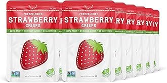 - Nature’s Turn Freeze-Dried Strawberry Crisps – Healthy, Gluten-Free, Crispy & Delicious, Plant-Based Snack, Ideal for Cereal, Smoothies, School Lunches, & On-the-Go, Bags of 12 (0.53 oz Each)