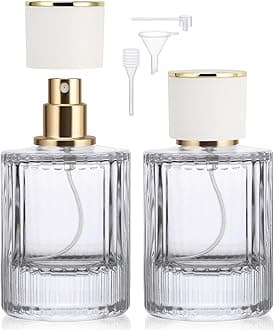 Segbeauty 1.7oz Cologne Travel Bottle Refillable, 2pcs 50ml Empty Perfume Spray Bottles, Travel Glass Perfume Atomizer Vintage Cologne Sample Container for Toiletries Cosmetic