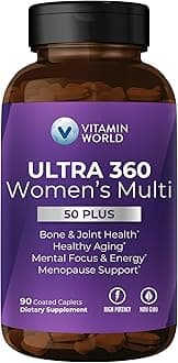 Vitamin WorldUltra 360 Multivitamin for Women 50 Plus, Women's 50+ Multivitamin with Minerals & Herbs for Menopause Support, Supplement with Vitamin B, D, E & Zinc for Healthy Aging, 90 Caplets