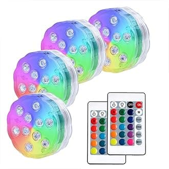 AquaMiracle Submersible LED Lights with Remote Waterproof Battery Operated, Multi Color Changing Hot Tub Lights for Shower, Pool, Pond, Aquarium, Bath, Party, Vase Decoration (4-Pack)