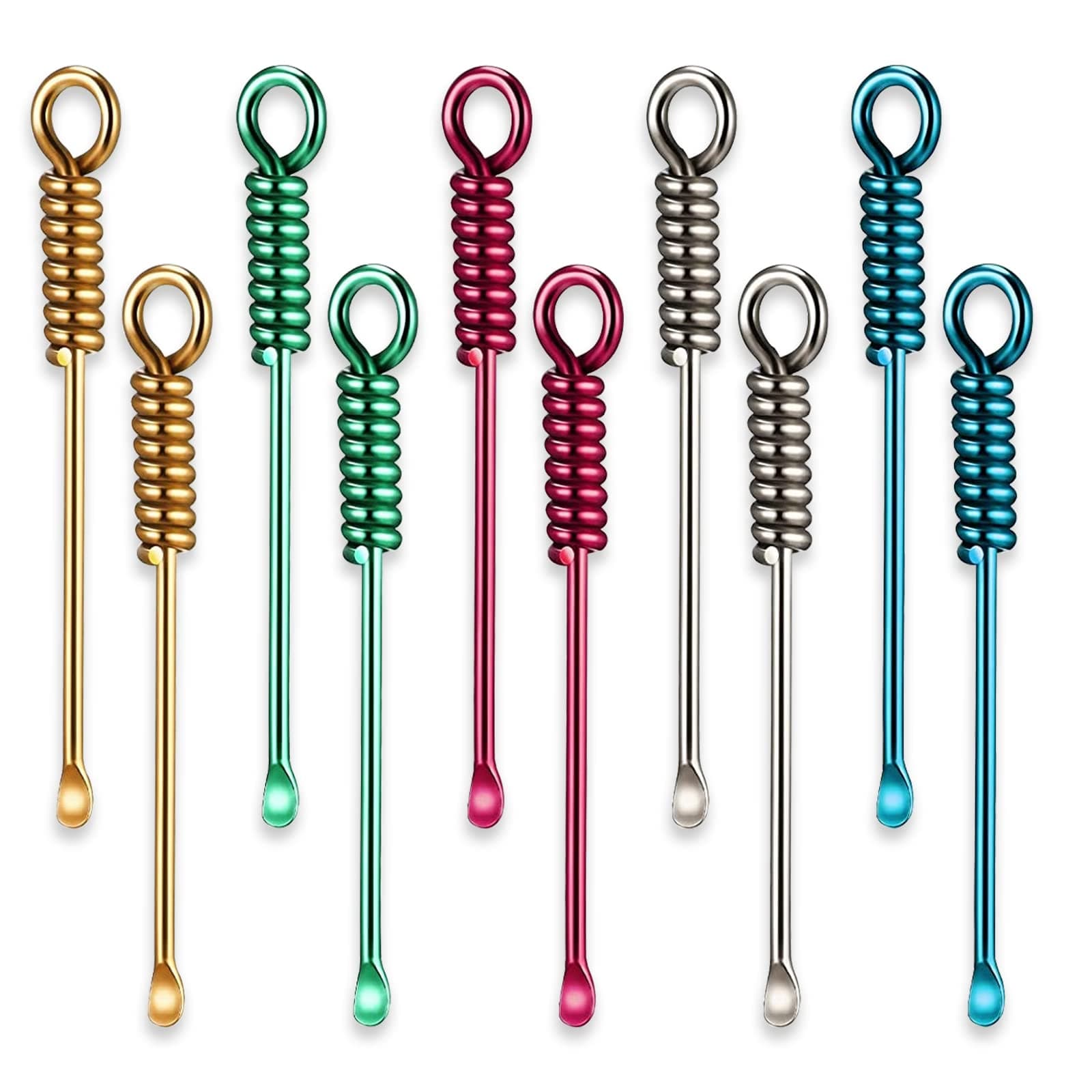 10Pcs Mini Spoon Tiny Shovel Spoon Portable Scoop Pendant Tiny Powder Spoons for Spices Salts Sand Spice Scoop