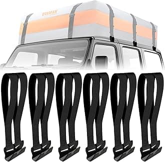6 Rooftop Cargo Tie Down Hook Straps-Secure Any Car Roof Bag, Roof Rack Cargo Carrier,or Car Top Carrier,Durable and Solid, No Roof Rack Required, Compatible with Most Cars - Registered Patent (black)