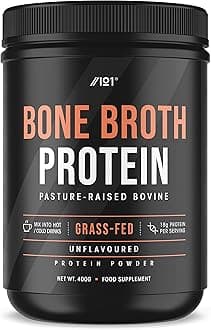 Bone Broth Beef Protein Powder - 400g - Unflavoured - 100% Grass-Fed & Pasture Raised Beef (20 Day Supply) by Alpha01