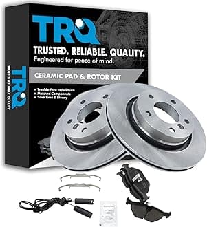 TRQ Rear Brake Pad and Rotor Set Ceramic Solid Rotors Compatible with 2000 BMW 323Ci 323i 328Ci 2001-2006 325Ci 2001-2005 325i