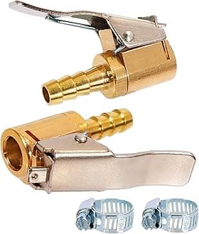 Toolwiz Lock on Air Chuck Inflate Locking with Clip, 1/4 Inch Brass Portable ...