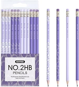 ECOTREE Pencils #2 HB, Pre-sharpened Pencils with Eraser Number 2 Pencils Cute Pencils Graphite Pencils Sketch Pencils Birthday Pencils Sharpened Pencils for Kids, School, Office 12 Pack