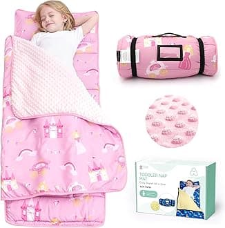 ACRABROS Toddler Nap Mat with Pillow and Blanket, Large Rolled Napping Mats,Slumber Bags for Boys Girls,Kids Sleeping Bag for Daycare, Preschool Travel