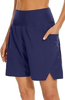 Women's 7" Swim Board Shorts High Waisted Tummy Control Quick Dry Bermuda Swimming Long Bottoms