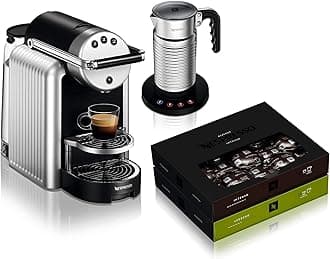 – Professional Zenius Automatic Coffee Machine with Aeroccino4 (Milk Frother) and 100 Coffee Capsules, Ideal for Small Offices – Silver