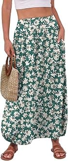 ANRABESS Women's Summer Long Maxi Skirts 2025 Trendy Ankle Length High Waisted Boho Flowy Beach Dress with Pockets Fashion