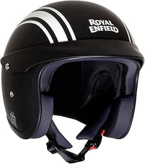 Royal Enfield ISI Certified Open Face Riding Helmet with Excellent Impact Protection, Scratch Resistance, Partially Removable and Washable Comfort Liner, Matt Black, Size: M( 57-58Cm), Cycling