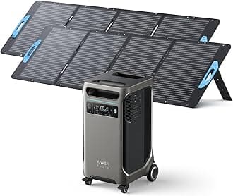 SOLIX F3800 Portable Power Station with 2× 200W Solar Panels, 3,840Wh LiFePO4 Battery, 120V/240V 6,000W AC Output, Solar Generator for Home Use, RVs, Emergencies, Outages, and Outdoor Camping