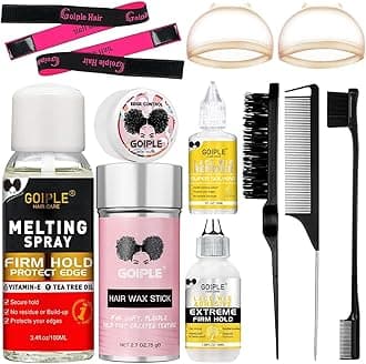 Glue-Less Hair Lace Melting Spray for Wigs, Extensions, Closure Front With Natural Finishing Hold and Edge Protection Kit