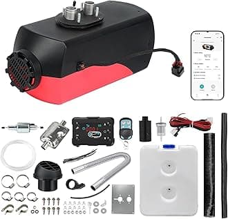 Triclicks Diesel Air Heater 12V 5KW-8KW All In One Fast Heating Parking Night Diesel Heater with LCD Display Remote Control For Campervan Car Truck Boat RV (Color A - with App, Bluetooth)