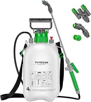 VIVOSUN 1 Gal/4L Pump Sprayer, Garden Water Sprayer for Plants, Weeds & Lawn Care, with 3 Nozzles, 50'' Long Hose & Pressure Relief Valve