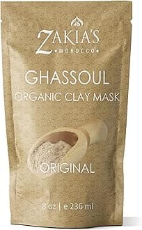 Zakia's Morocco Ghassoul Clay Mask - Organic Natural Facial Mask and Skin Care Treatment - Anti-aging Mud Mask Heals Dry & Oily Skin, Acne, Eczema & Psoriasis - 8 Oz