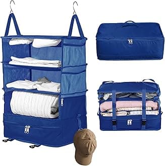 Bukere Hanging Packing Shelves for Luggage Suitcase, Portable Travel Cube Bag Organizer, Travel Essentials, Compression Closet Storage Organizer, X-Large Capacity