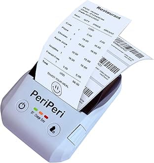 PeriPeri BT-58L 2-in-1 2 Inch (58mm) Thermal Label & Receipt Printer, Inkless USB + Bluetooth Portable Rechargeable Printer with 2600mAh Battery, iOS/Android/Windows, 1 Year Warranty