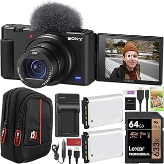 Sony ZV-1 Compact Digital Vlogging 4K HDR Video Camera for Content Creators & Vloggers DCZV1/B | Official Sony USA Partner Model | Bundle with Deco Gear Case + Double Battery + 64GB Card + Charger
