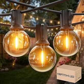150FT Garden Bulb Lights 75+3 G40 Bulbs, IP45 Waterproof Outdoor Festoon Lights, Warm White String Lights with 1000FT Connectable Extension for Patio, Party, Wedding