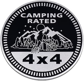 Camping Badge Rated Car Emblem, 4 x 4 3D Metal Car Badge Decals Stickers Round Emblem Decals, Universal Exterior Decorations Accessories Emblems Badge for Jeep Wrangler Vehicles Truck SUV RV