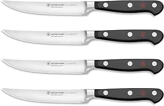 Classic 4-Piece Steak Knife Set, Black